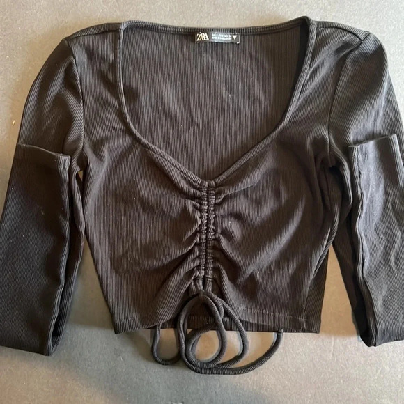 Zara Long Sleeve Ribbed Crop Top Women’s Size S​ - Picture 3 of 4